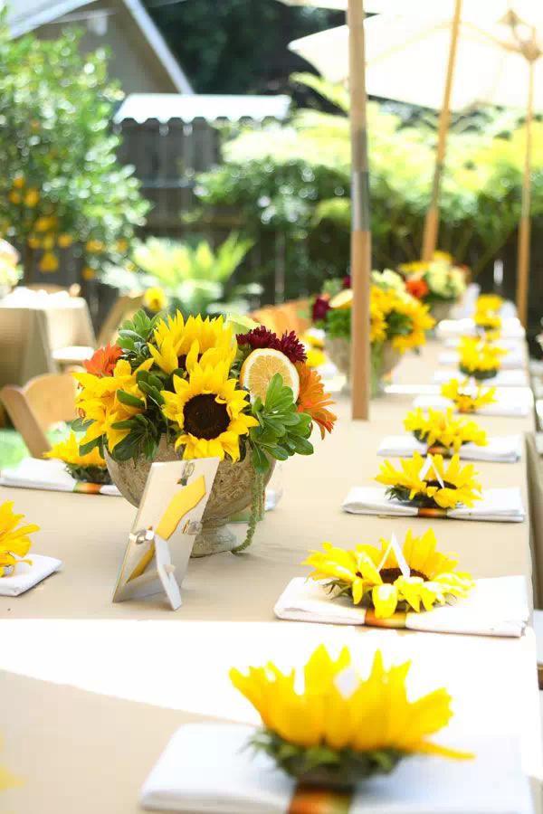 Sunflower Table Set Up Wedding Idea